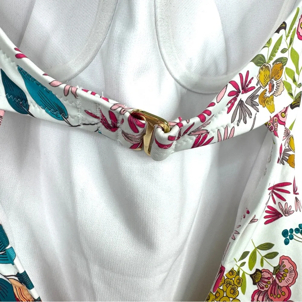 JOHNNY WAS Millo Twist Bra One Piece Swimsuit NEW Size S White Boho Floral